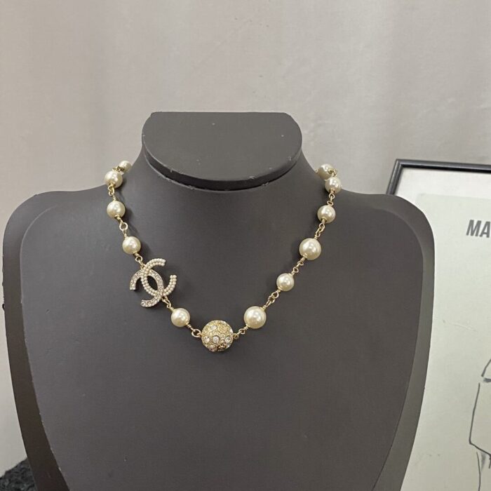 Chanel Pearl & Crystal CC Logo Necklace